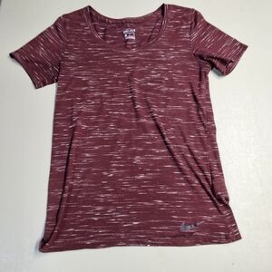 Nike Maroon and White Fitted Short Sleeve Tee, Small